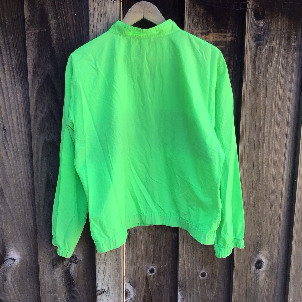 Vintage LA Gear Neon Green Windbreaker Jacket Full Zip Mens Small 90s - Picture 6 of 7